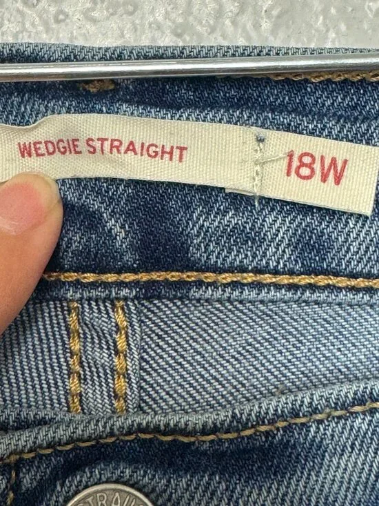 Levi's Wedgie Straight Jeans Women's Size 18W Blue Denim Button Fly - Picture 4 of 13